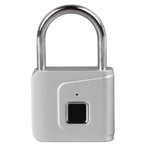 Fingerprint Padlock Smart Keyless Lock Silver 3.15x4.72in
