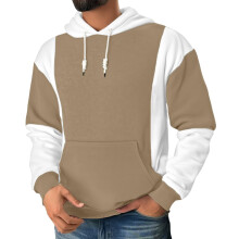 Sweat-shirt à capuche à manches longues pour homme, style sport décontracté, color block - Kaki - Taille S