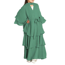 Chiffon Layered Abaya Dress for Girls Mint Green Size 140