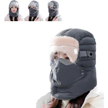 Pasamontañas 4 en 1 con máscara y gafas, capucha de invierno impermeable y cortavientos, protección facial completa con forro de felpa para