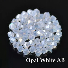 Crystal glass bicone beads opal white AB 4mm 100pcs