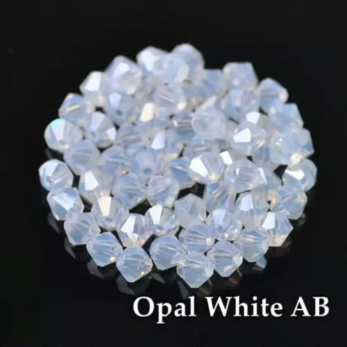 Crystal glass bicone beads opal white AB 4mm 100pcs