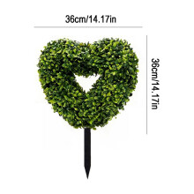 Boxwood Heart Topiary with Bow, Faux Green White, 32 Inch,