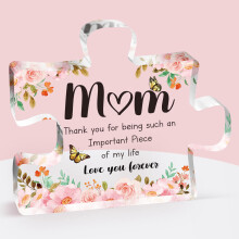 Engraved Acrylic Puzzle Piece Gift for Mom 3.9" x 3.3"