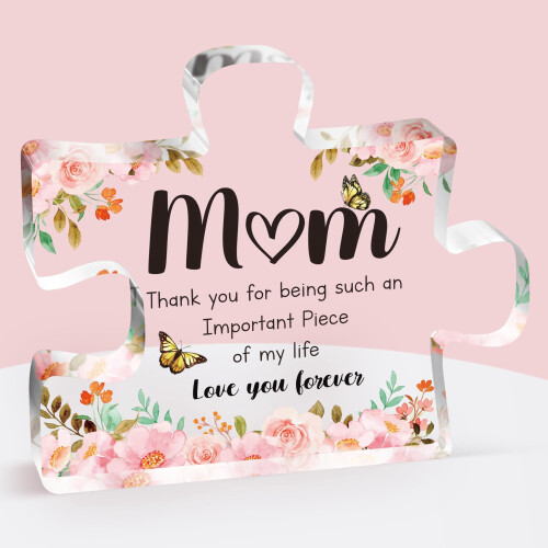 Engraved Acrylic Puzzle Piece Gift for Mom 3.9" x 3.3"