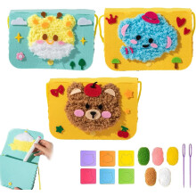 Wool Embroidery Crossbody Bag Kit for Kids 3PCS