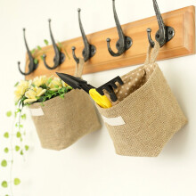 Wall-Mounted Linen Storage Bag – Foldable Cotton Blend Hanging Basket with Rope, Compatible with Keys, Mail, Remotes, Cosmetics & Snacks
