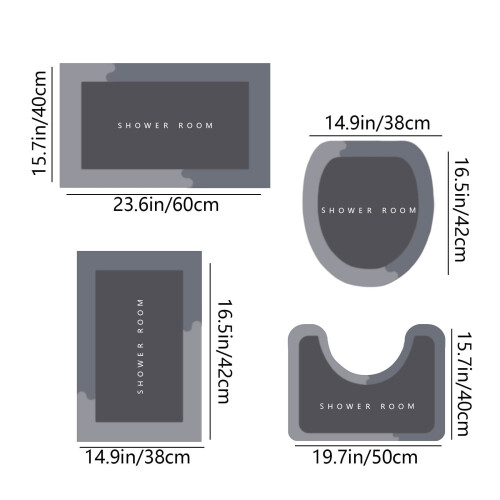 Ensemble de tapis de bain absorbants, à séchage rapide et antidérapants (4 pièces) 2