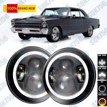 Péire Ceannsoilse Babhta LED 7 n-orlach Halo Angel Eyes DRL do Chevy Truck Camaro C10