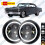 Par de faróis de LED redondos de 7 polegadas com halo angel eyes e luz diurna (DRL) para caminhonetes Chevy Camaro C10. 1