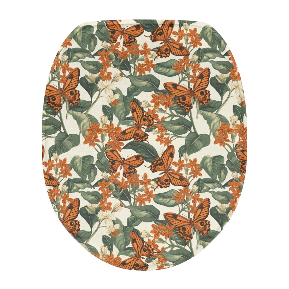 Butterfly Flower Toilet Lid Dust Cover Stretch Edge Soft 975221484642