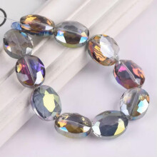 10pcs Oval Faceted 12x9mm 16x12mm 20x16mm Crystal Glass Beads for Jewelry Making-Rose Green-12x9mm