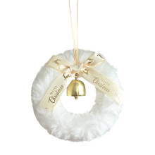 Christmas Wreath with Gold Bell and White Bow - Plush Door