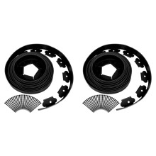 Bordillo de goma negro para jardín, 5 metros (16,4 pies) con 15 estacas.