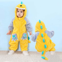 Dinosaur Hooded Romper for Toddlers Autumn Winter Outfit