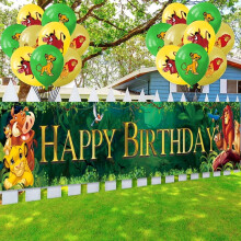 Cartoon The Lion King Birthday Yard Sign Banner Party Supplies Happy Birthday Party Decorations Backdrop 9.8 X 1.6 ft