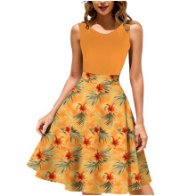 Women's Sleeveless Floral A-Line Dress XL