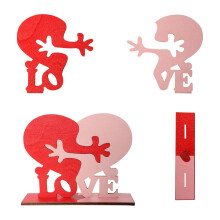 Heart-shaped Wooden Ornament with LOVE Letter, 1 Piece