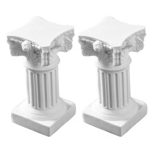 Raindrops White Resin Roman Column Candle Holder for Home Decor Elegant Tabletop Ornament 2 Pieces