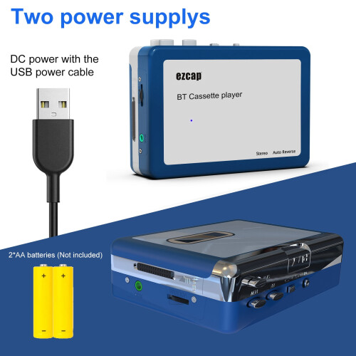 Lettore di cassette portatile EzCAP215 Bluetooth4.2 con 2