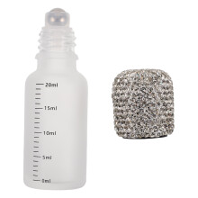 Silver Rhinestone Glass Perfume Bottle with Roller Ball 20ml Portable Travel Size