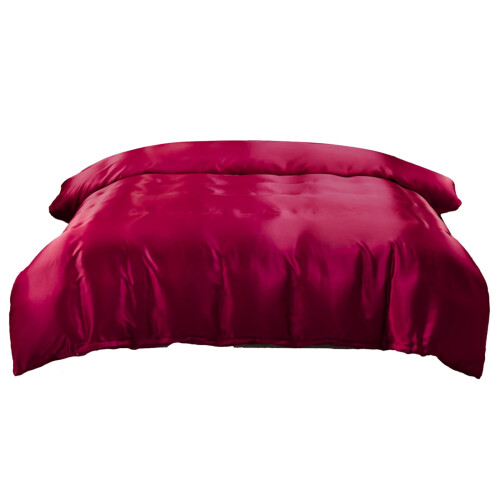 Solid Color Silk Duvet Cover with Zipper Closure