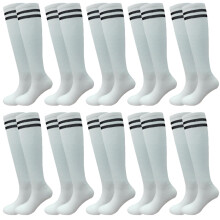 Kids Soccer Socks Stretchy Knee-High Tube Socks 10 Pairs