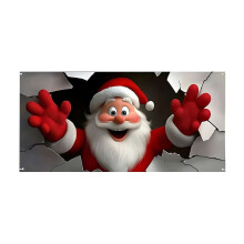 Santa Claus Garage Door Banner,Christmas Yard Party Winter Holiday Outdoor Large Decor Hanging Backdrop