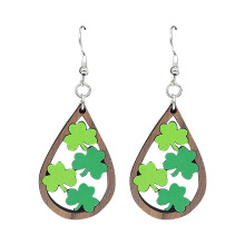 Wood Earrings for St Patricks Day and Valentines with Rainbow Design