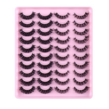 Natural Cat Eye Wispy False Eyelashes, 13/14/15mm, 3D Volume, Soft Band, 20 Pairs Pack