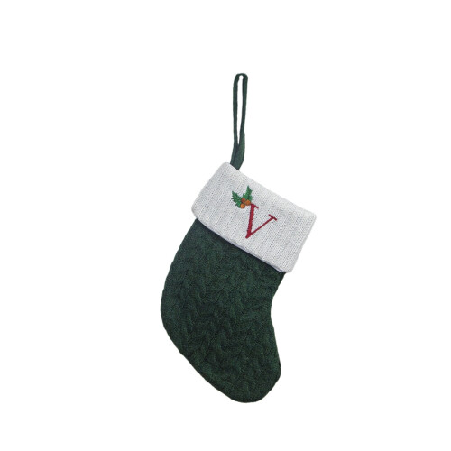 Meia de Natal de tricô personalizada com monograma, 18 cm (7 polegadas). 1
