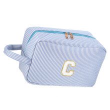 Makeup Bag Blue Personalized Initial Cosmetic Organizer