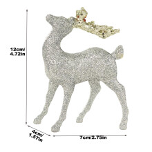 Glitter Reindeer Christmas Ornaments 2PCS, Holiday Decorations Photo Props for Tabletop Display Festive Home Office Party(Silver)