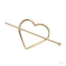 Love Heart Hair Slide Clip Vintage Gold Metal Bun Holder