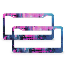 Abstract Purple Blue Metal License Plate Frames 2 PCS
