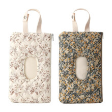 Quilted Wipe Holder Floral Diaper Pouch Portable Quilted Wipes Bag for Car, Stroller