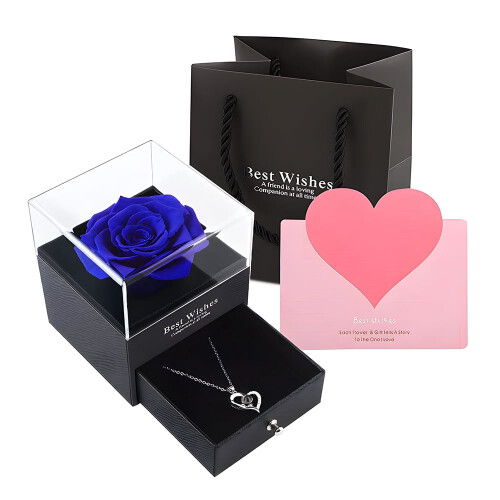 Boîte à collier de rose éternelle - Cadeau fleur éternelle (1 pièce) 1