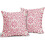 Conjunto de 2 capas de almofada rosa boho em linho, 40x40cm (16x16 polegadas). 2