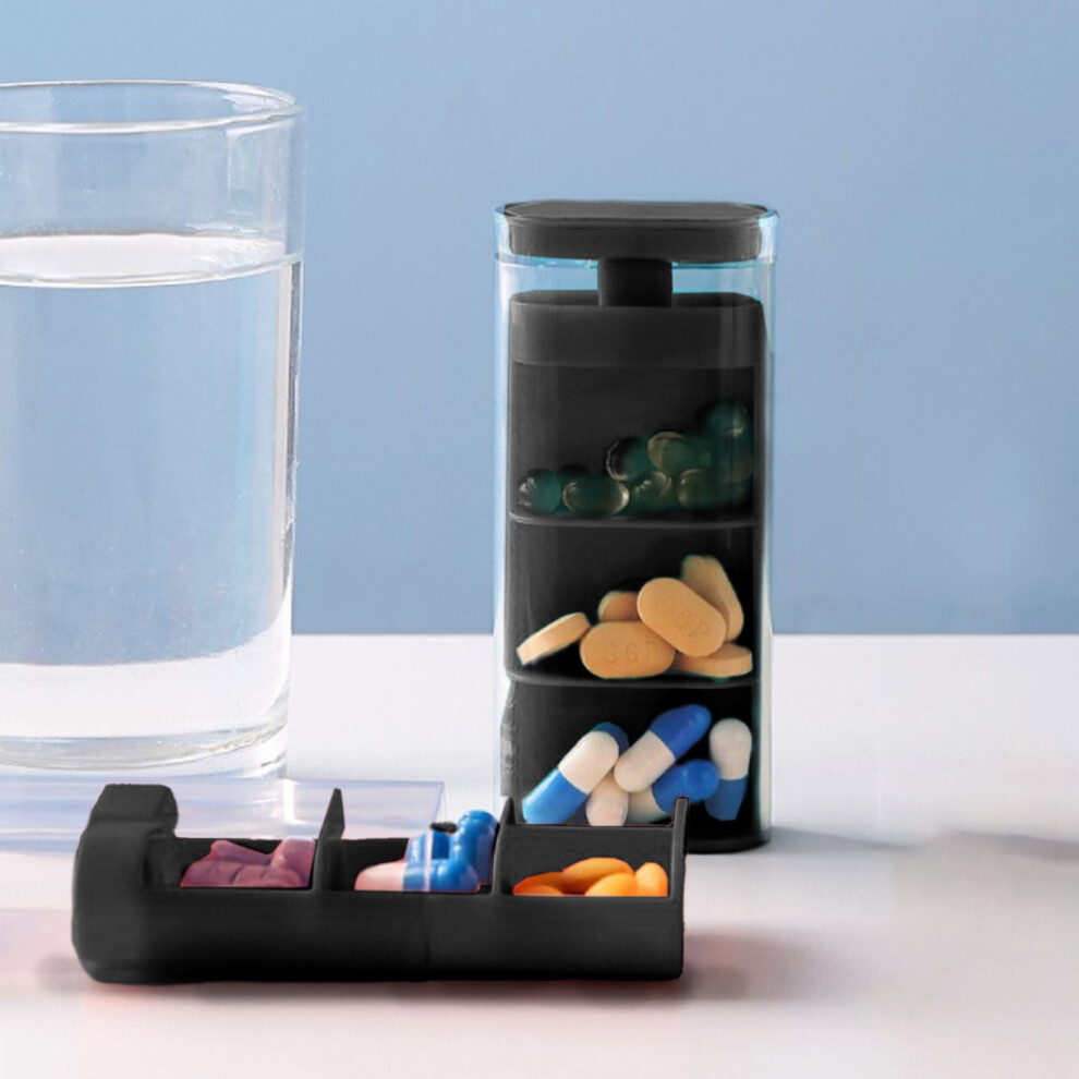 Daily Pill Organizer AM/PM 3-Section Portable Tablet Case