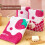 Weiches Badetuch mit Erdbeermuster, rosa 2