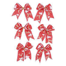 6Pcs Red Christmas Bows for Tree Decorations - 5.5 Inch Glittering Wreaths bows