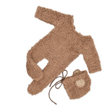 Baby Photo Props Berber Fleece Bear Ear Hat & Jumpsuit Set Photo Props Infant Photography Outfit 2PCS