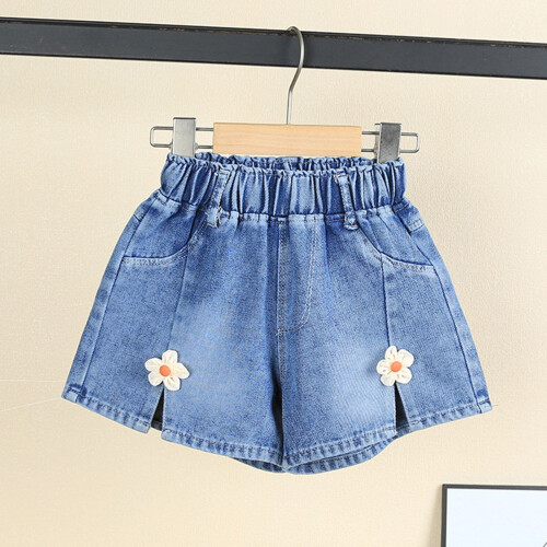 Blå denimshorts til piger, størrelse 4-5 år 1