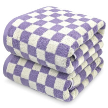 27.5x55 in Quick-Dry Bath Towels (2-Pack), Soft 520 GSM Cotton, Checkered Lilac Design