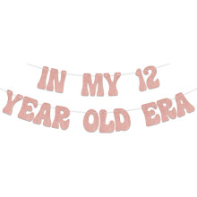 Rose Gold Glitter "12 Year Old Era" Banner – Pre-Teen Birthday Decor, Compatible with 12th Birthday Party
