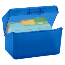 WUXIAB 1-Pack Index Cards Box – Flashcards, Recipe & Note Cards Organizer, Plastic Storage Box (3.35"x3.45"x5.71"), Blue