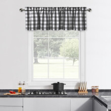 Black and White Buffalo Plaid Café Valance 55x15 inch
