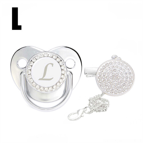 Baby Pacifier with Rhinestone Clip Personalized Initial