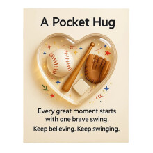 Sports-Themed Pocket Hug, Hockey Golf Baseball Soccer Heart-Sport-Themed Pocket Hug Collection Encouragement Gifts With Card