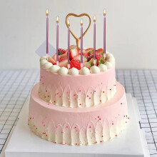 6 Pieces Birthday Cake Candles Thin Cake Cupcake Candles in Holders for Birthday Wedding Party Decorations Supplies(Pink,Long)